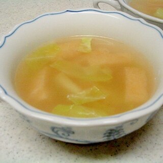 キャベツとあげの中華スープ